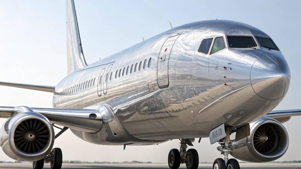 alt with keywords: a roll of 5052 aluminum sheet next to an aircraft diagram highlighting non-structural parts